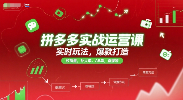 拼多多实战运营课，实时玩法，爆款打造，改销量，补大单，AB单，直播等(更新2025月)-Zv头条