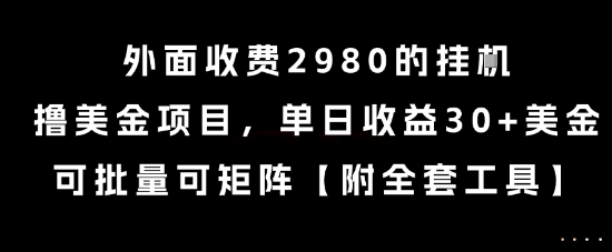 外面收费2980的挂G撸美金项目，单日收益30+美金，可批量可矩阵【揭秘】-Zv头条