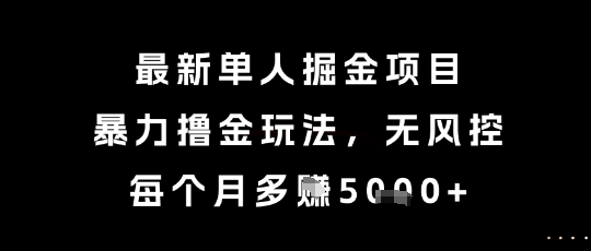 最新单人掘金项目，暴力撸金玩法，无风控，每个月多挣5k+【揭秘】-Zv头条