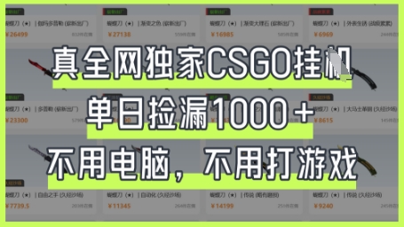 真全网独家CSGO挂G，单日捡漏1k+【揭秘】-Zv头条