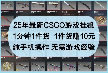 25年最新CSGO游戏挂G，1分钟1件货，1件货挣10元，纯手机操作，无需游戏经验【揭秘】-Zv头条