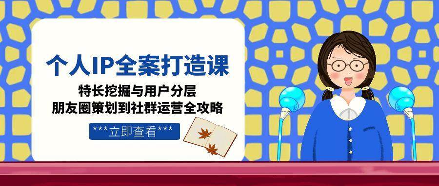 个人IP全案打造课，特长挖掘与用户分层，朋友圈策划到社群运营全攻略-Zv头条