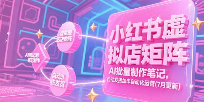 小红书虚拟店矩阵，AI批量制作笔记，自动发货加半自动化运营(7月更新-Zv头条